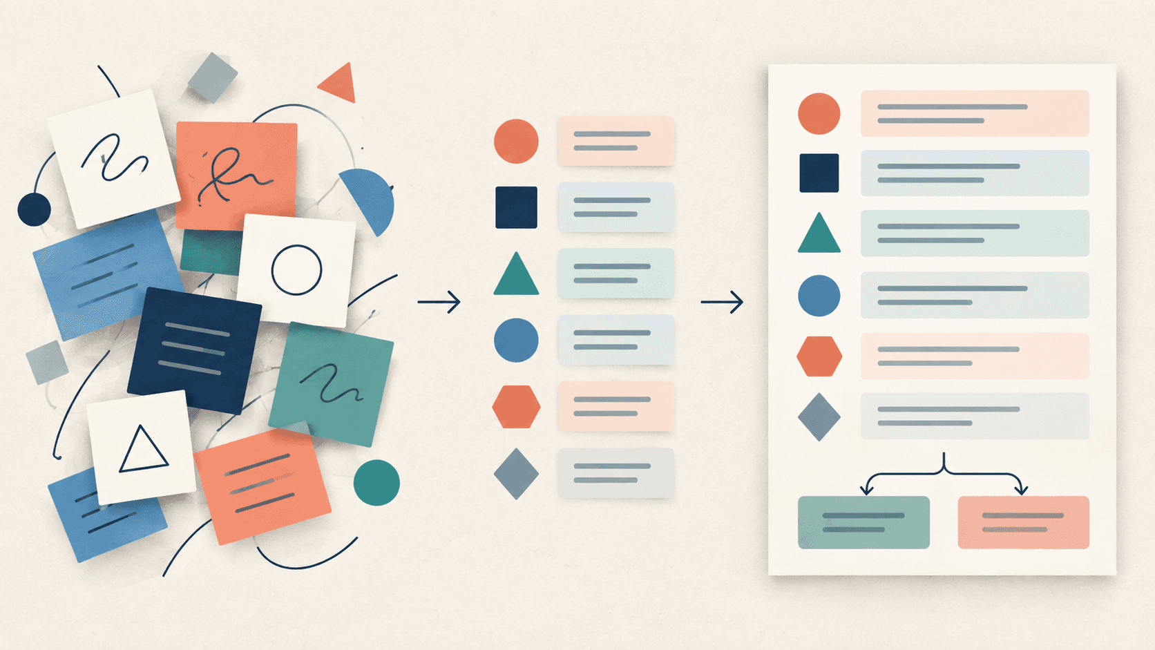 Abstract notes becoming a structured one-page opportunity brief with a two-branch decision rule